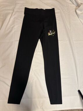 Nike Black Girls' Leggings with Colorful Floral Accent